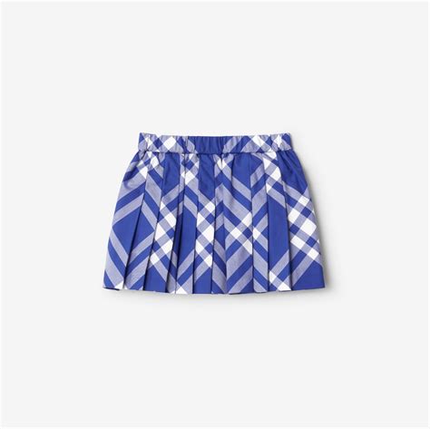 Pleated Check Cotton Skirt in Knight .